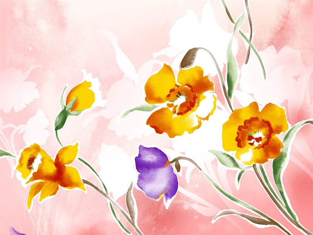 Blumentapete Illustration Design #22 - 1024x768