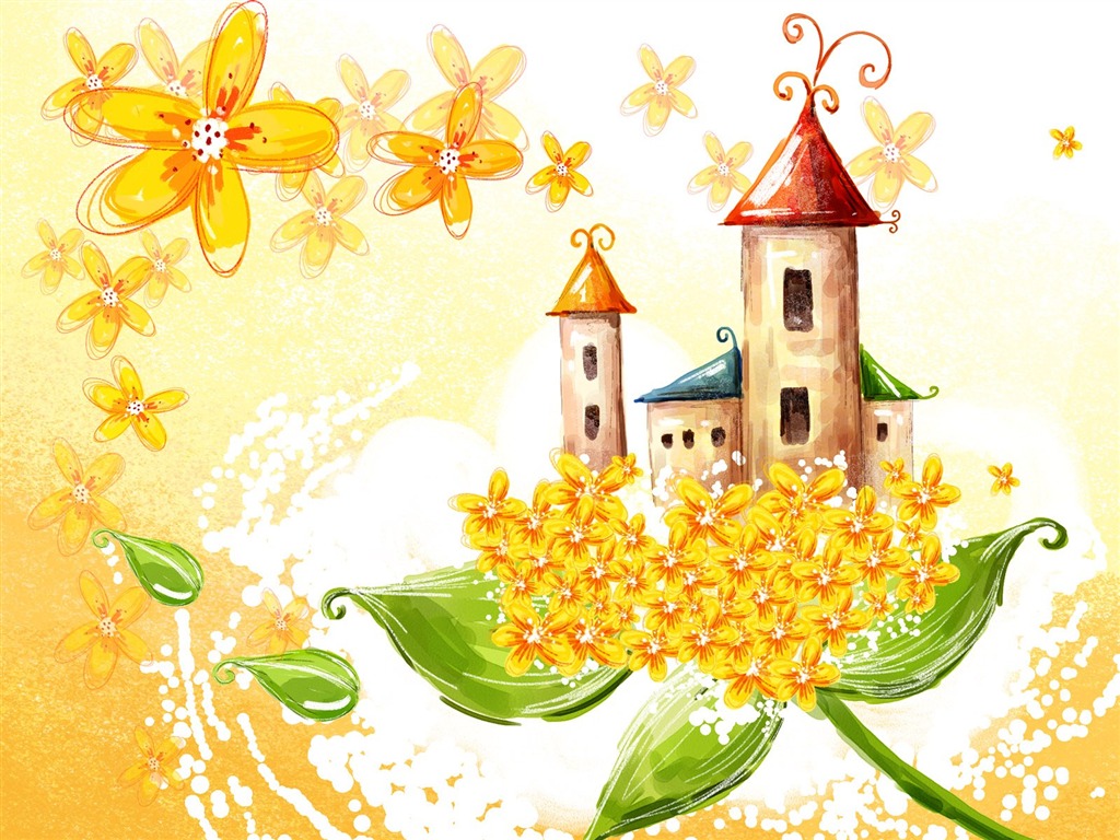 Květinová wallpaper ilustrace design #27 - 1024x768