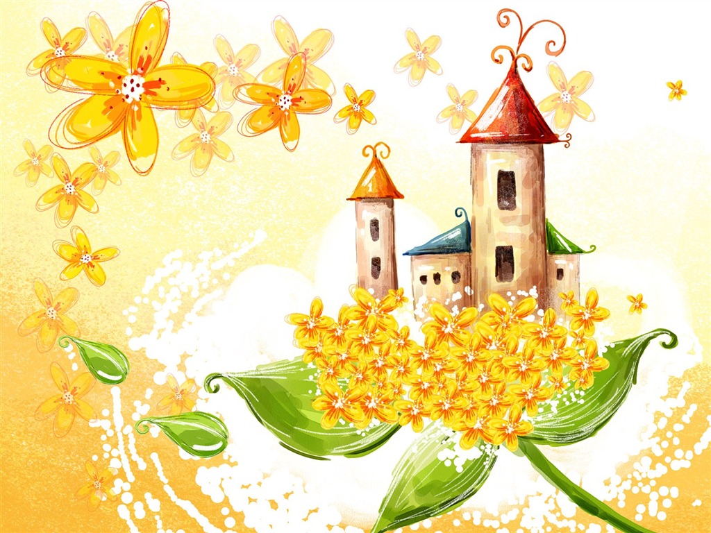 Blumentapete Illustration Design #27 - 1024x768