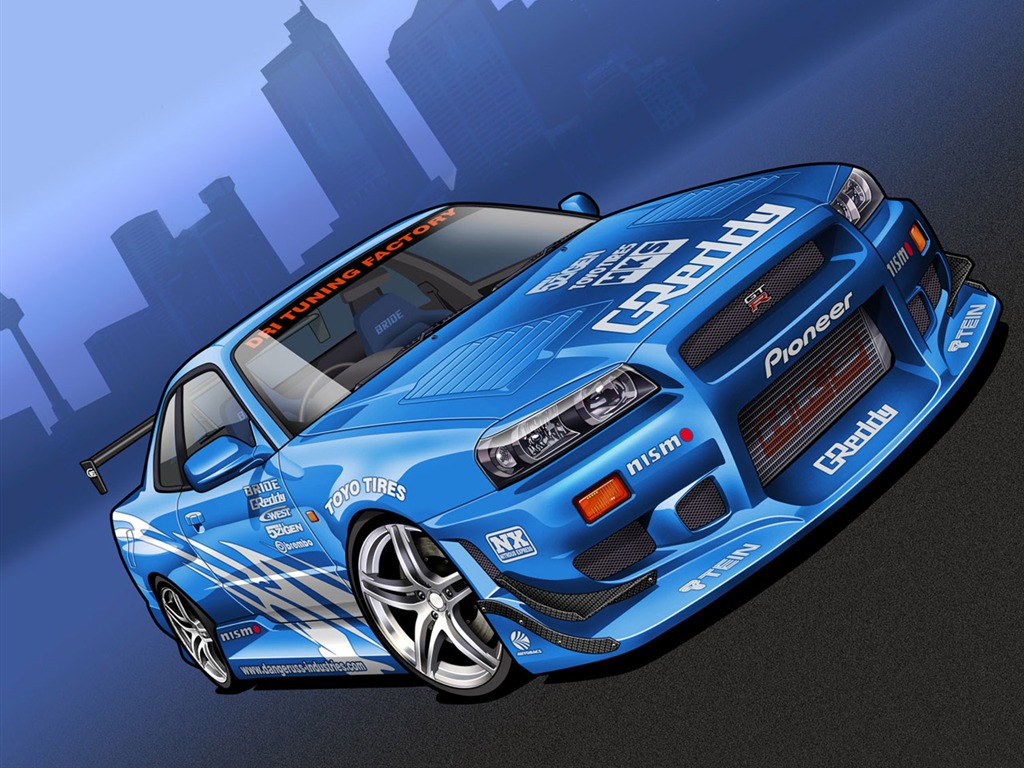 Computer Photoshop hand-painted wallpaper car #33 - 1024x768