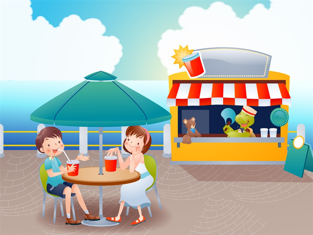 Happy summer vector wallpaper (1) #17 - 1024x768