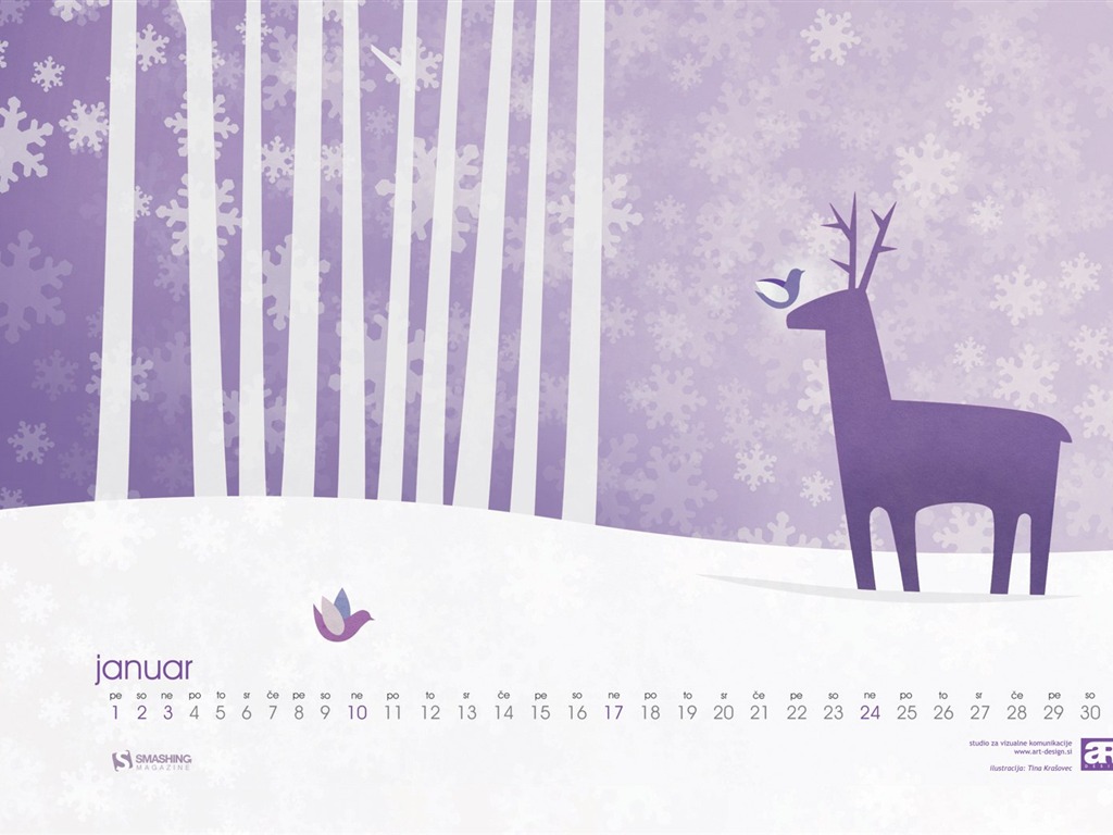 Januar 2010 Kalender Wallpaper #26 - 1024x768