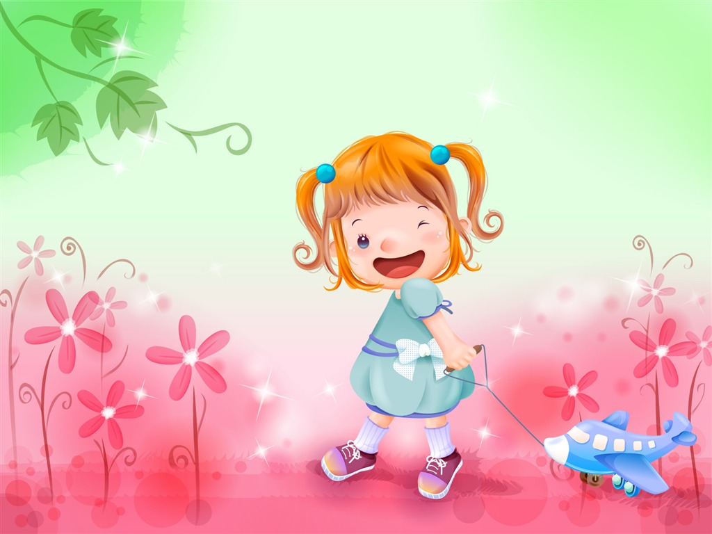 Vector happy childhood Wallpaper (1) #1 - 1024x768