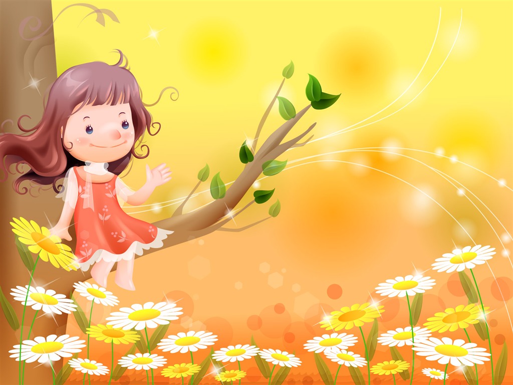 Vector happy childhood Wallpaper (1) #10 - 1024x768