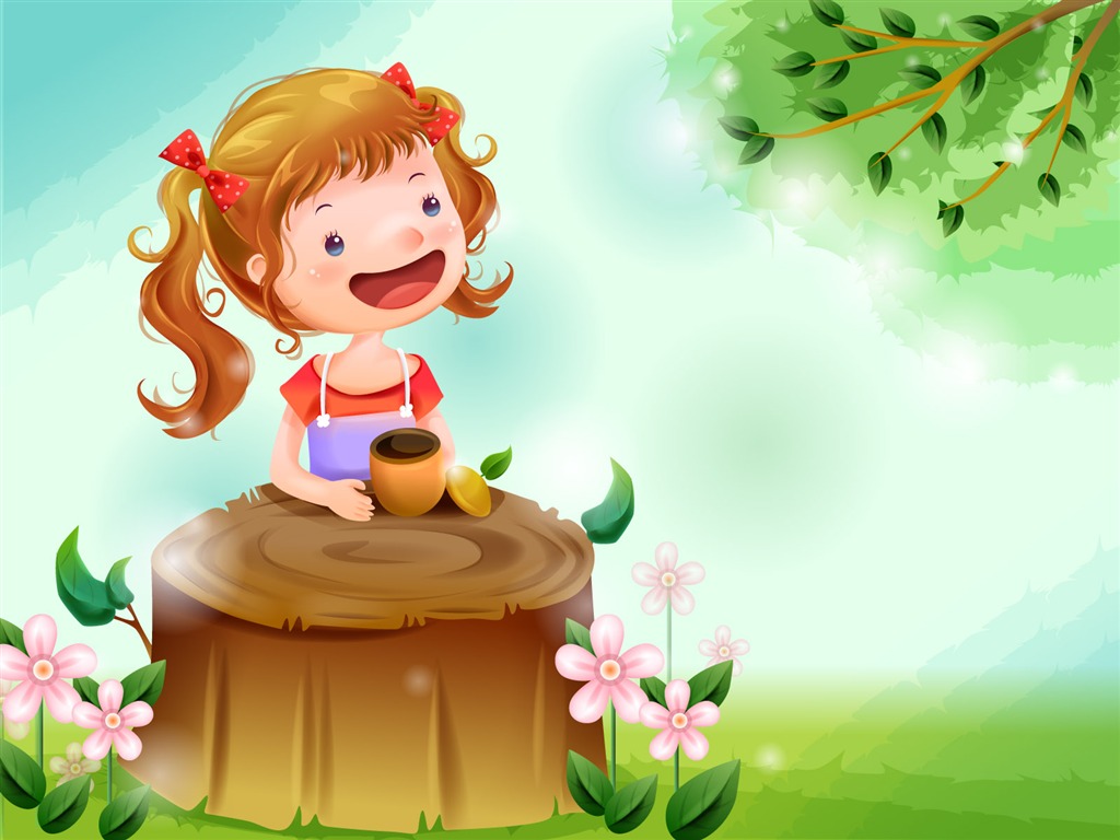 Vector happy childhood Wallpaper (1) #17 - 1024x768