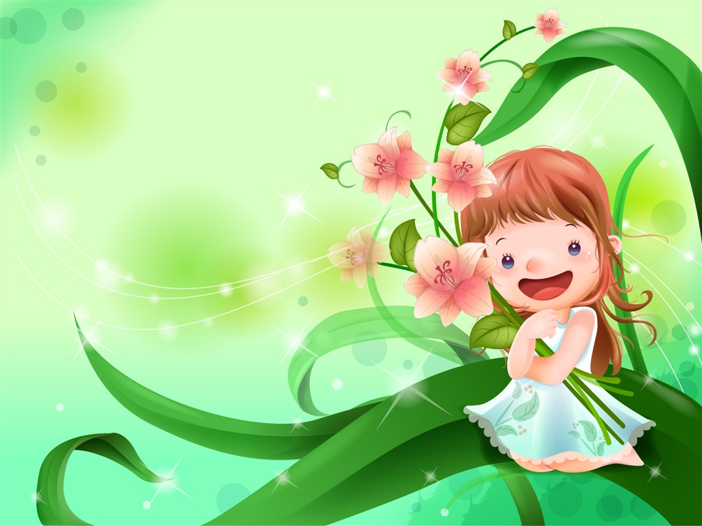 Vector happy childhood Wallpaper (1) #19 - 1024x768