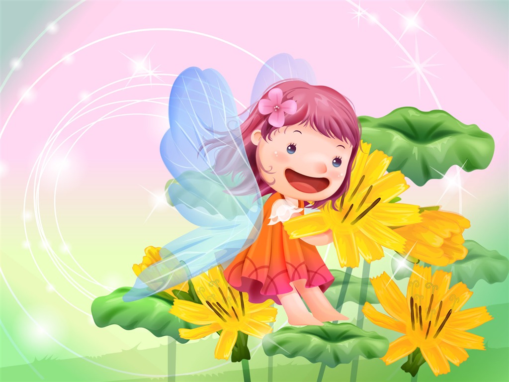 Vector happy childhood Wallpaper (2) #20 - 1024x768