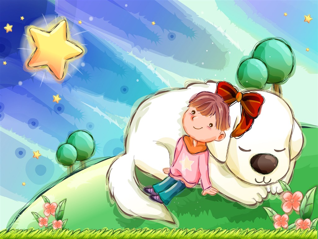 矢量快樂兒童壁紙(一) #17 - 1024x768