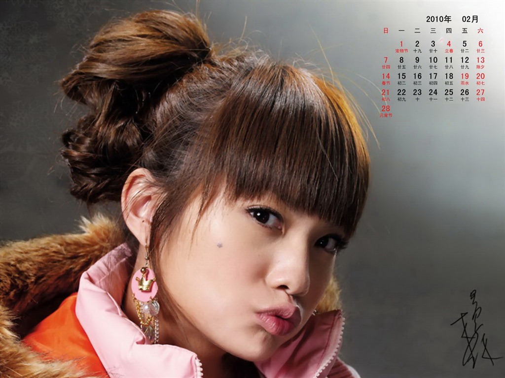 Star im Februar 2010 Kalender Wallpaper #19 - 1024x768