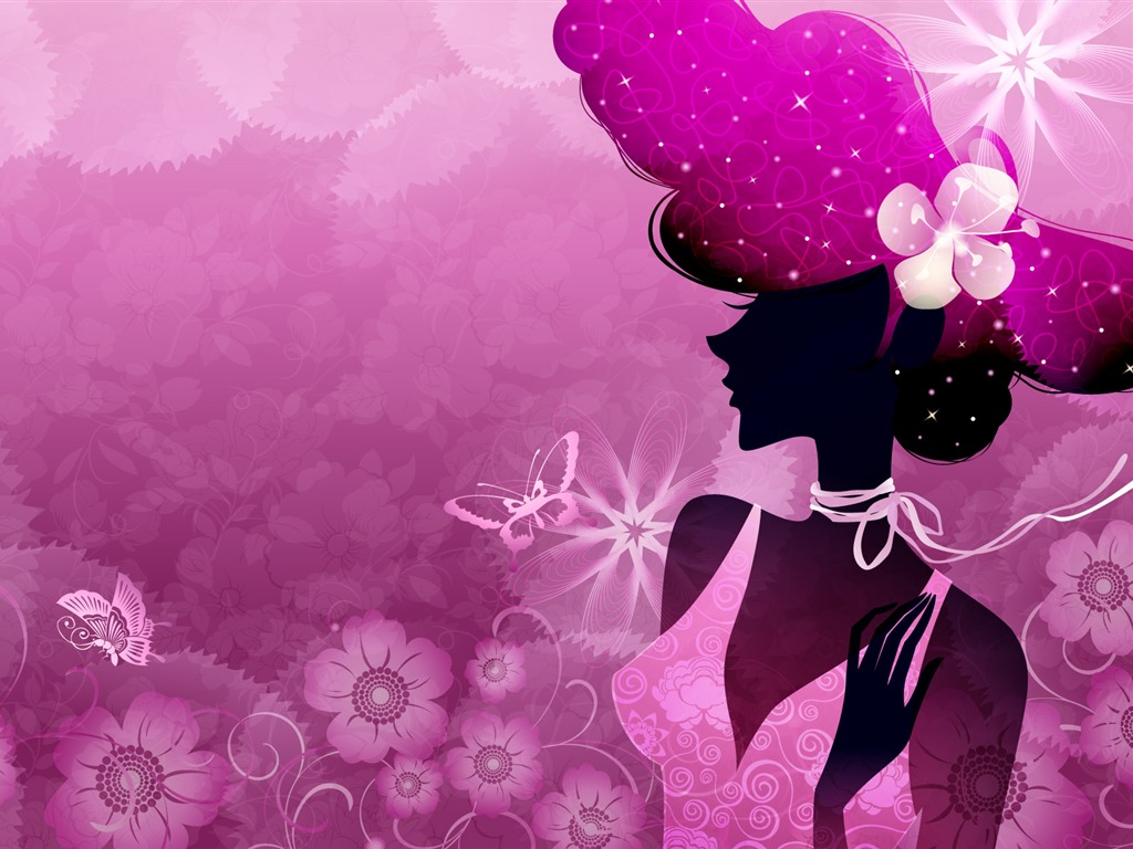 矢量女人花壁紙專輯(六) #18 - 1024x768