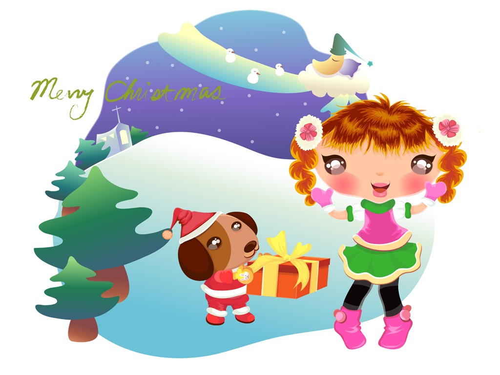 Vector Christmas wallpapers (2) #18 - 1024x768