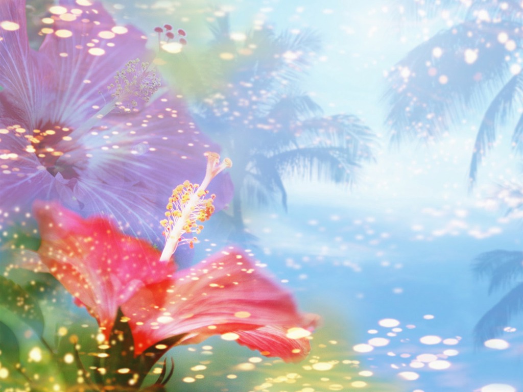 夢幻CG背景花卉壁紙 #6 - 1024x768