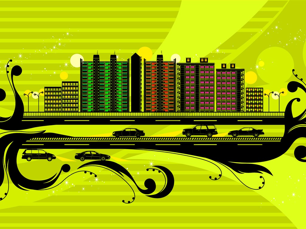 Vector pattern urban wallpaper (1) #27 - 1024x768