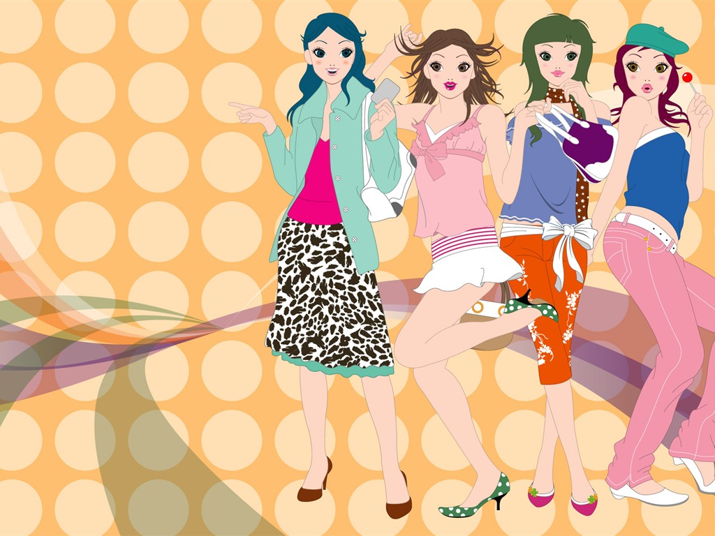 Vector urban women wallpaper (2) #5 - 1024x768
