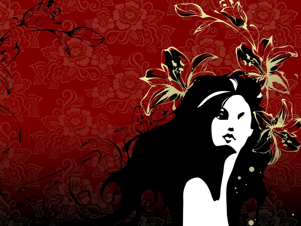 矢量女人花壁紙專輯(七) #11 - 1024x768