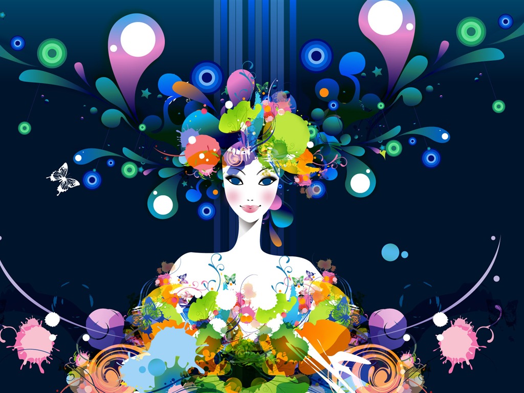 矢量女人花壁紙專輯(七) #13 - 1024x768