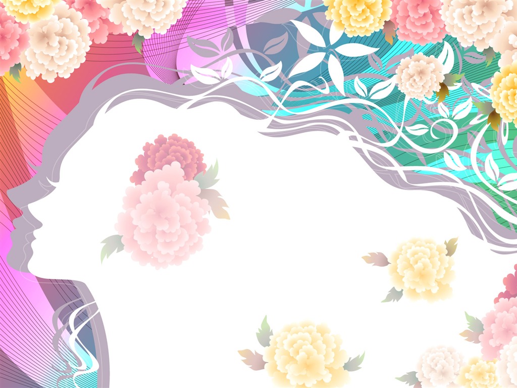 矢量女人花壁紙專輯(七) #19 - 1024x768