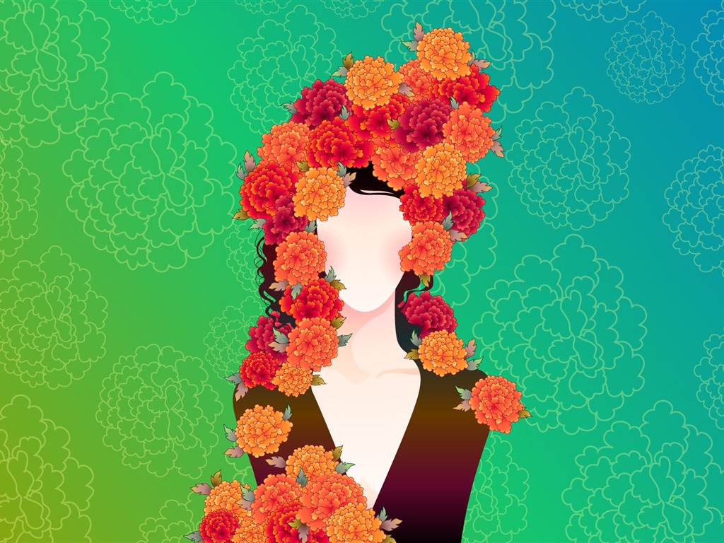 矢量女人花壁紙專輯(七) #20 - 1024x768