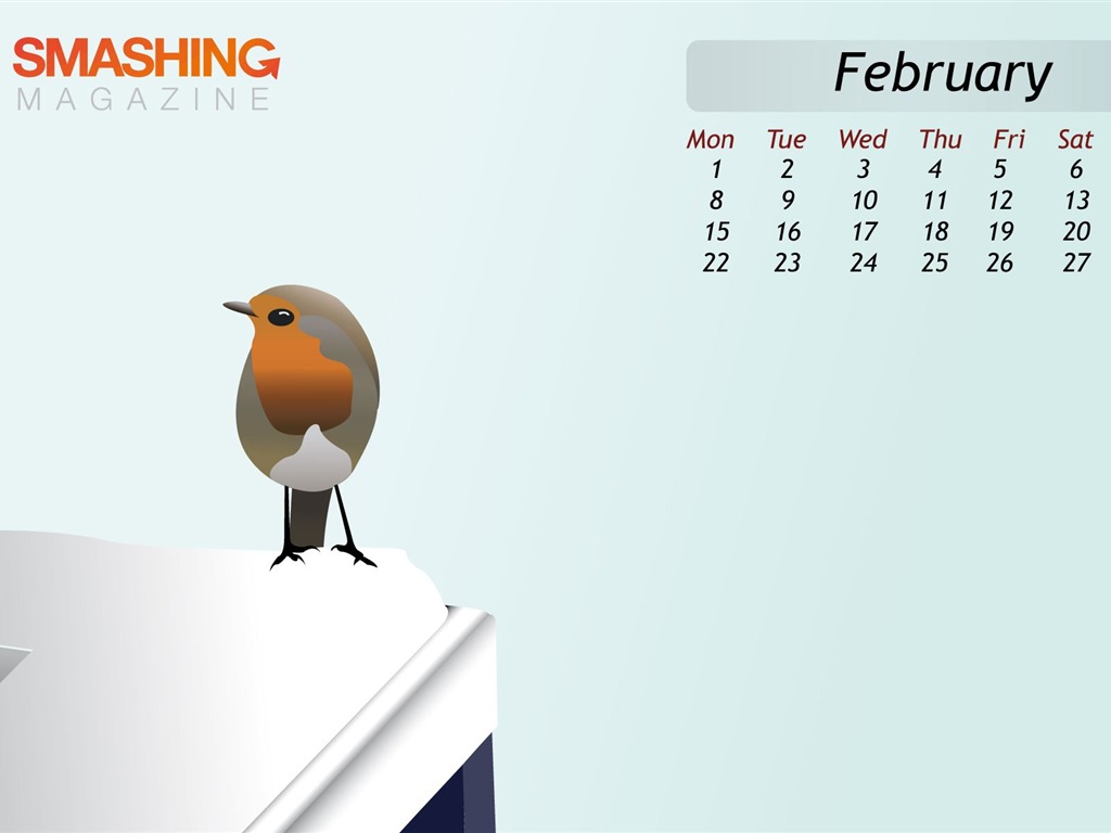 Februar 2010 Kalender Wallpaper kreative #3 - 1024x768