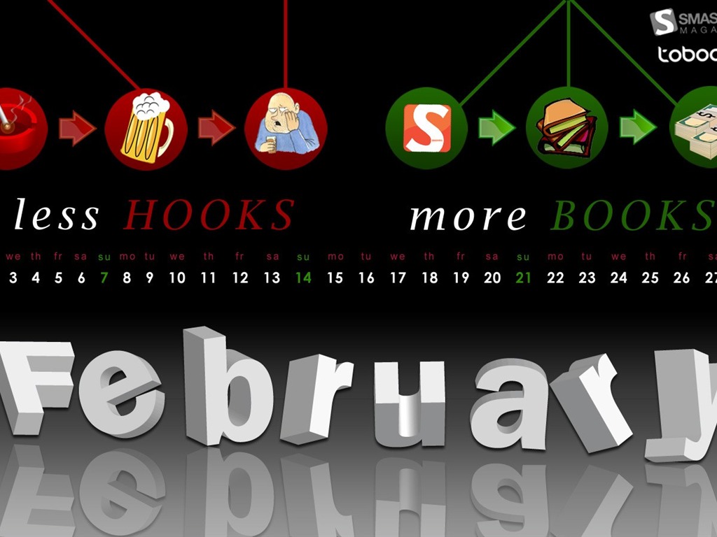 February 2010 Calendar Wallpaper creative #7 - 1024x768