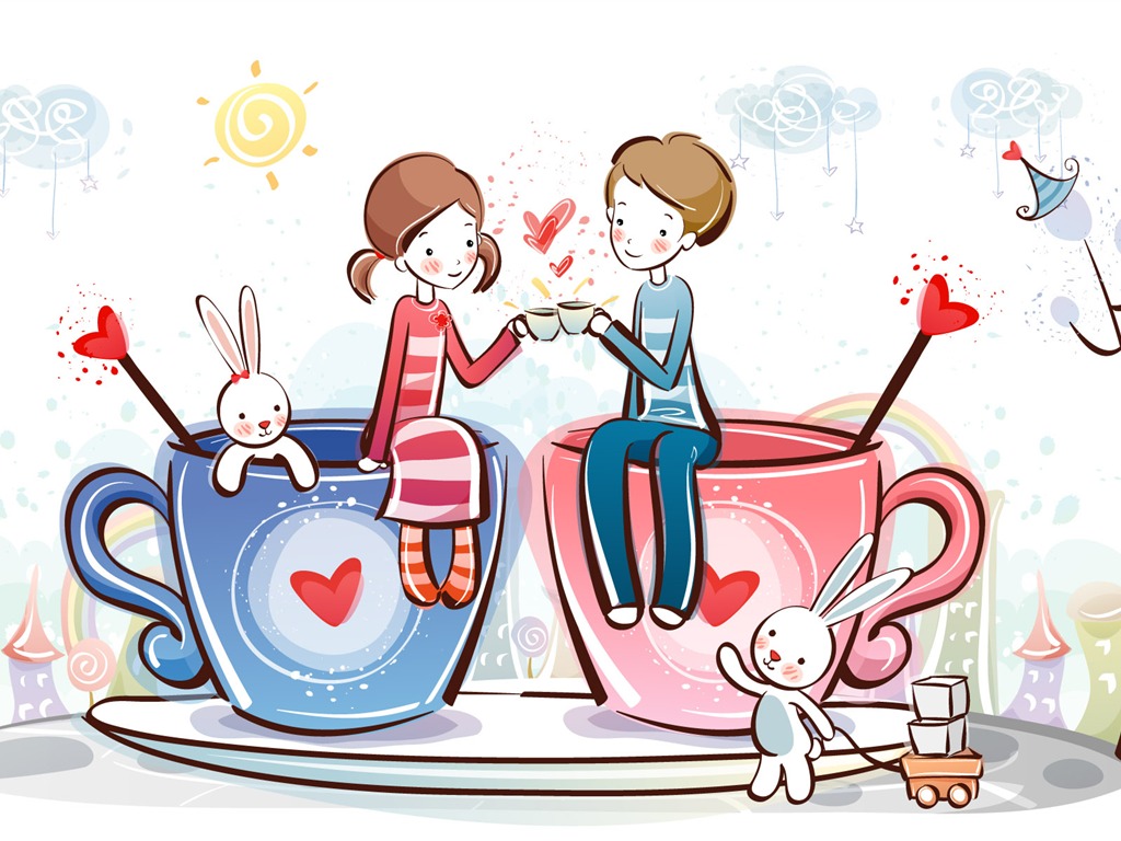 Cartoon Valentine's Day wallpapers (2) #1 - 1024x768