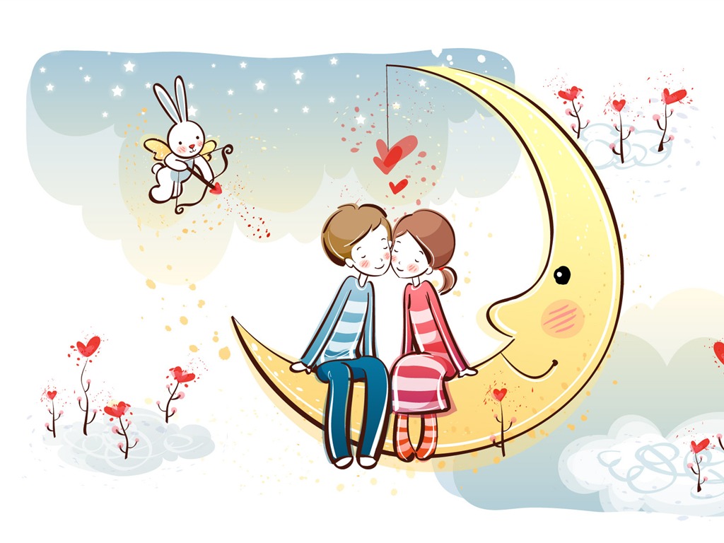 Cartoon Valentine's Day wallpapers (2) #2 - 1024x768