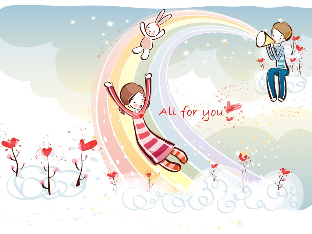 Cartoon Valentine's Day wallpapers (2) #4 - 1024x768