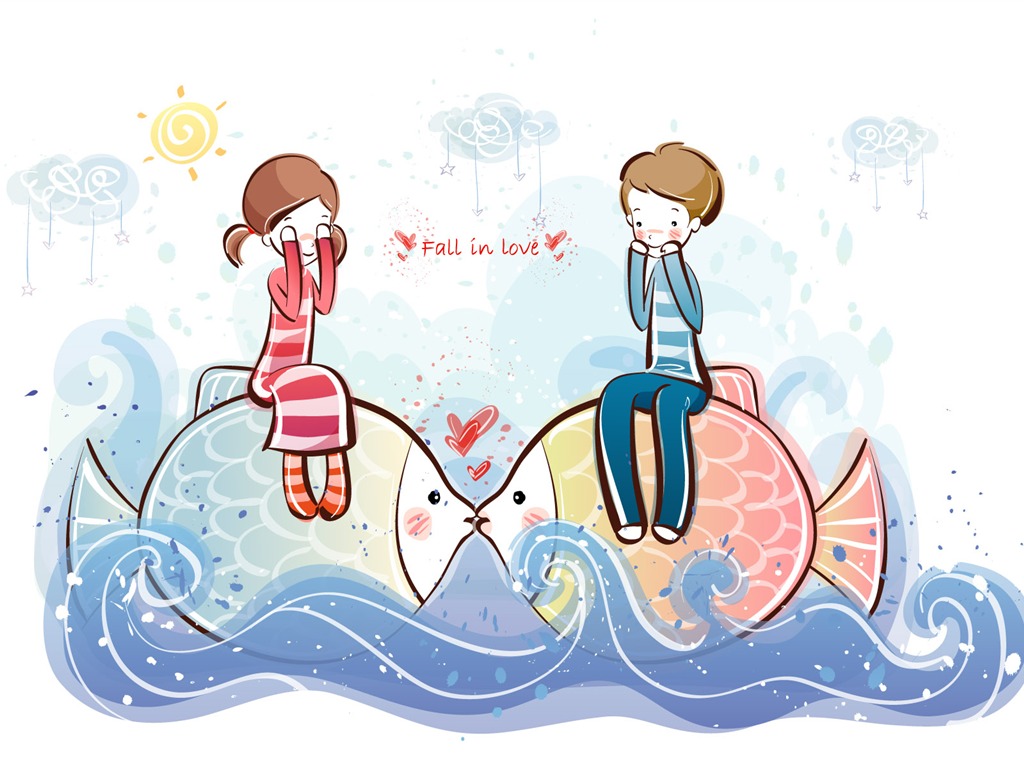 Cartoon Valentine's Day wallpapers (2) #7 - 1024x768