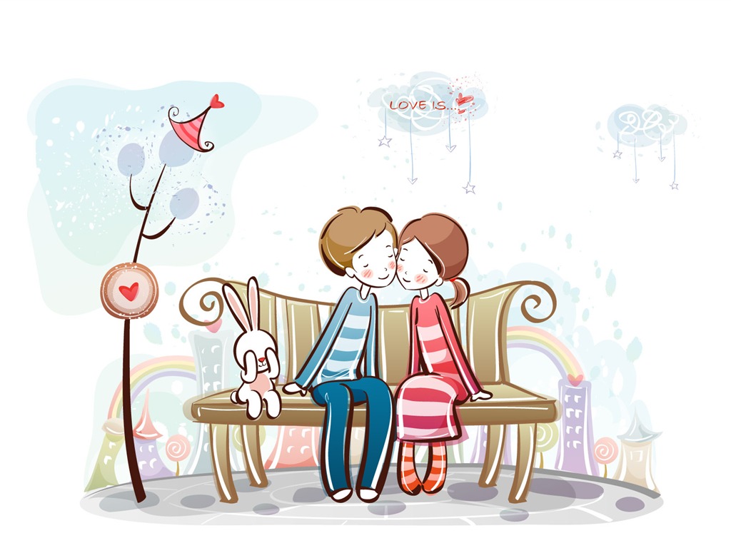 Cartoon Valentine's Day wallpapers (2) #8 - 1024x768