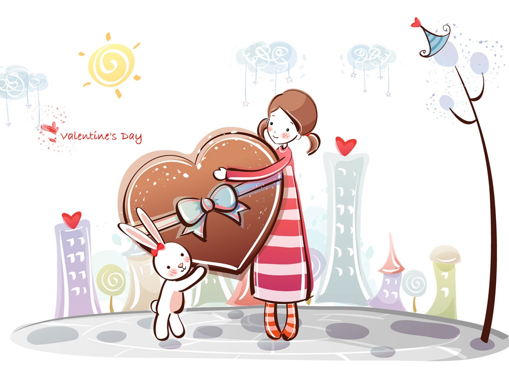 Cartoon Valentine's Day wallpapers (2) #9 - 1024x768