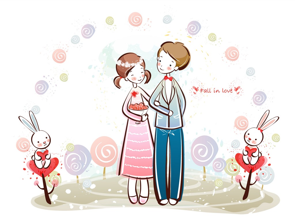 Cartoon Valentine's Day wallpapers (2) #10 - 1024x768