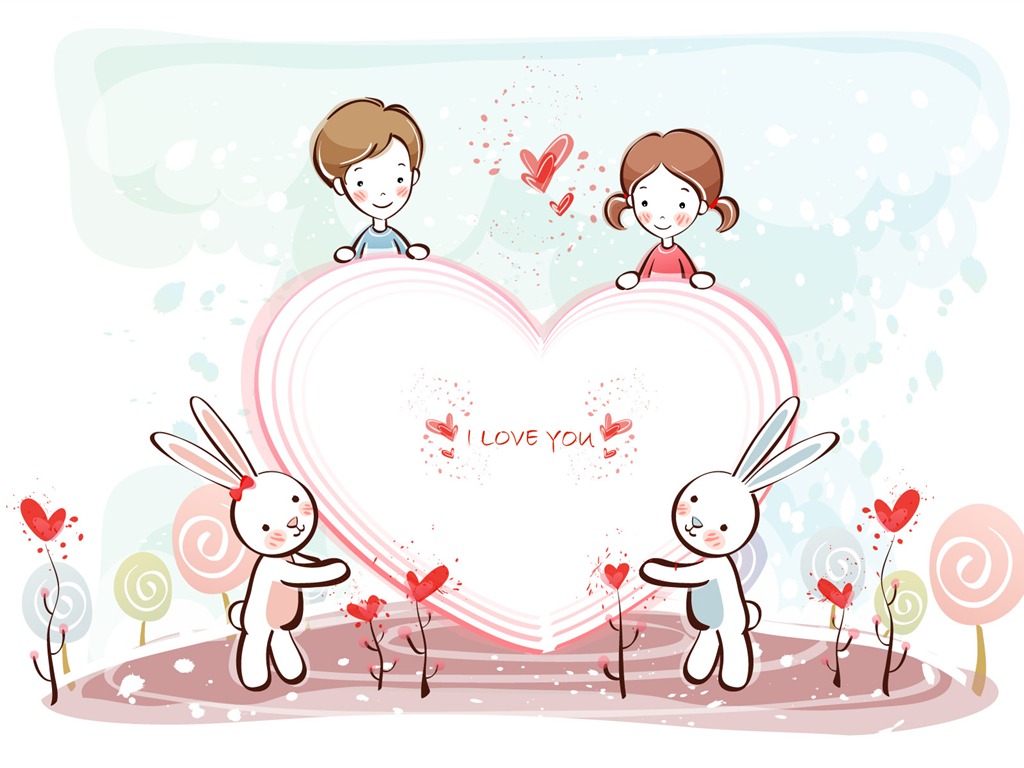 Cartoon Valentine's Day wallpapers (2) #13 - 1024x768