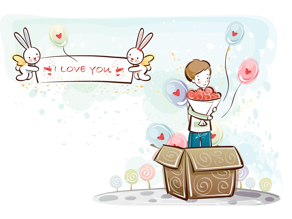 Cartoon Valentine's Day wallpapers (2) #14 - 1024x768