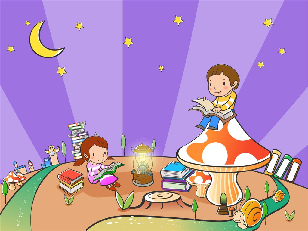 Vector cartoon childhood wallpaper (2) #4 - 1024x768