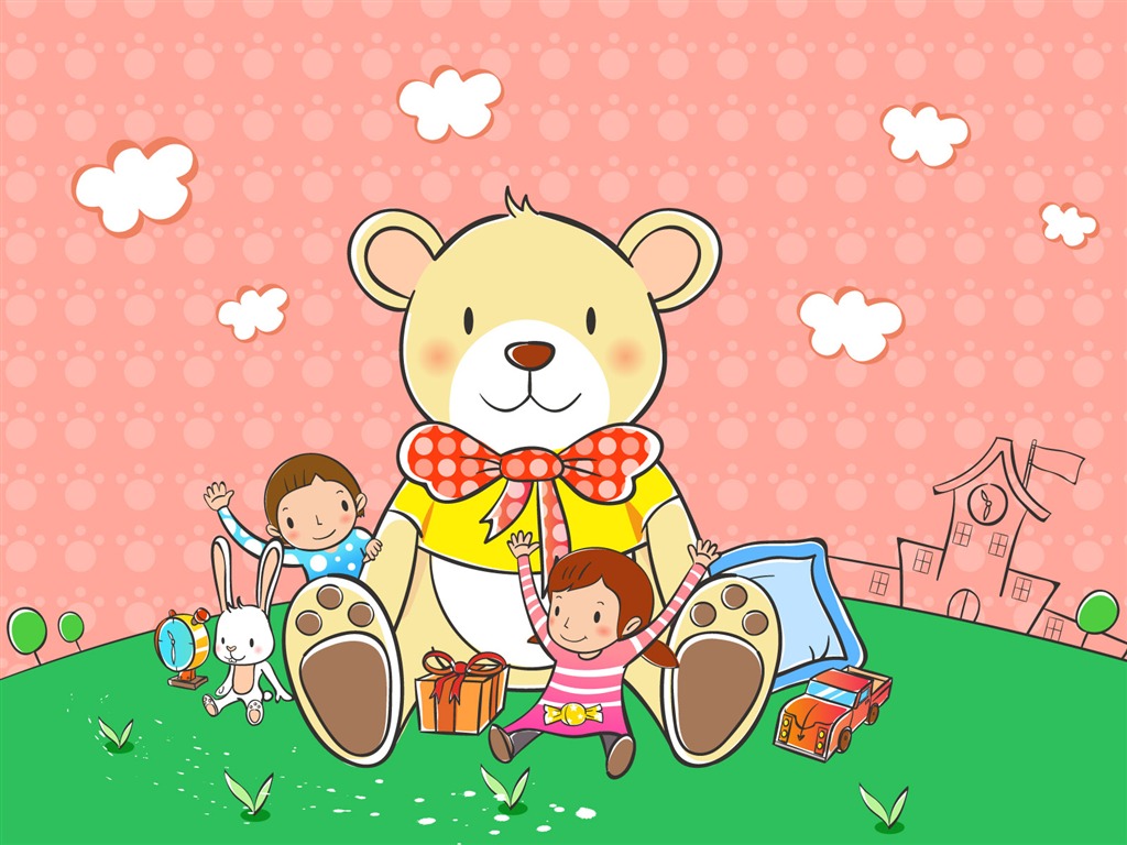 Vector cartoon childhood wallpaper (2) #14 - 1024x768