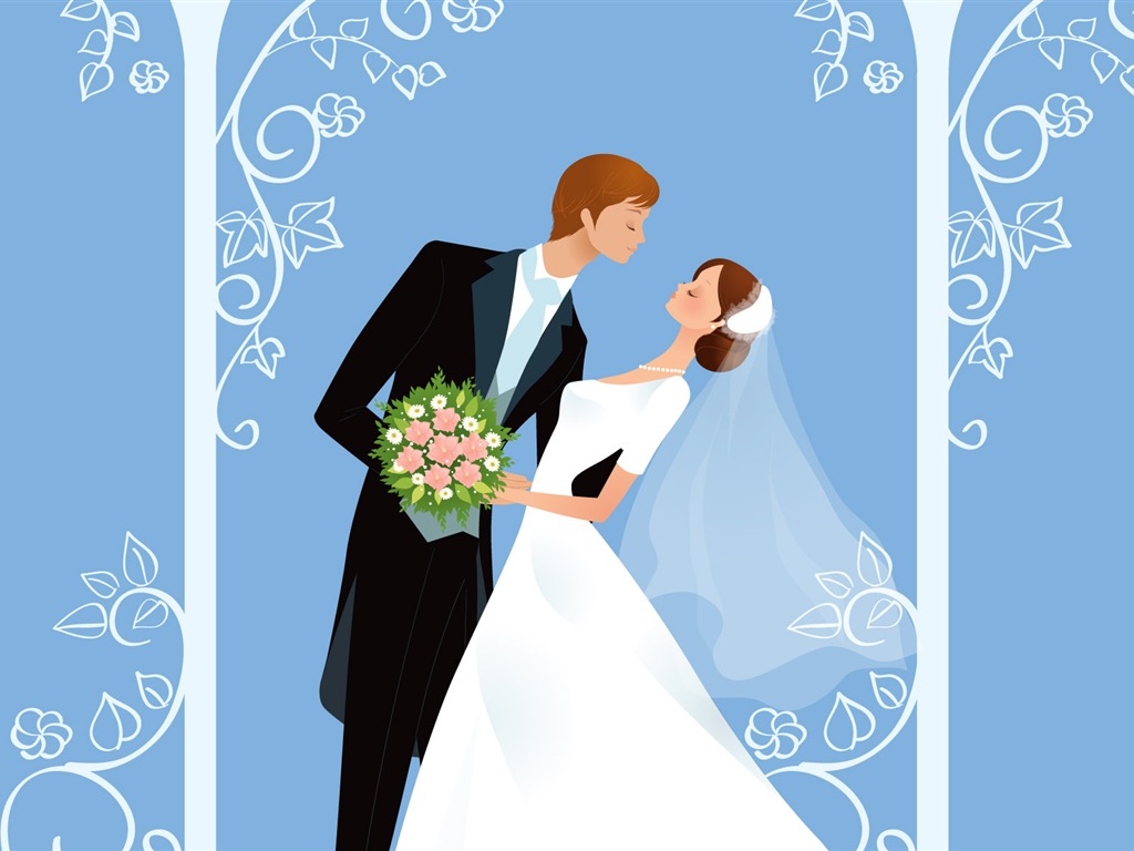 Vector mariée mariage papier peint (1) #1 - 1024x768