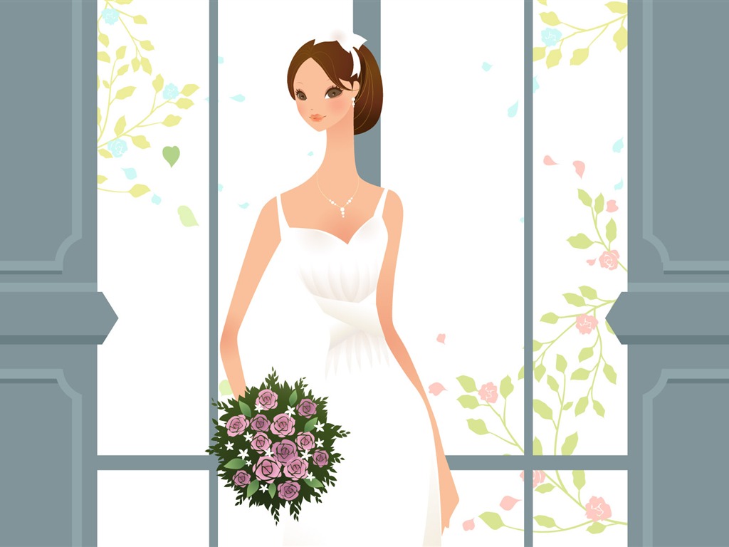 Vector wallpaper wedding bride (1) #2 - 1024x768
