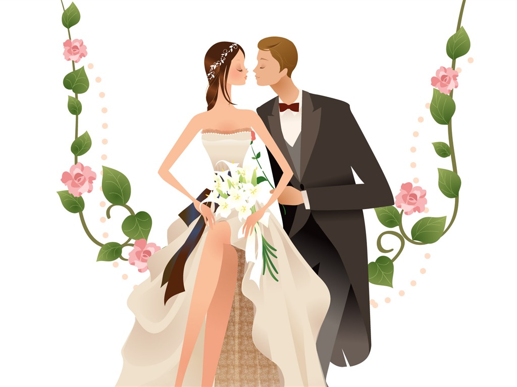 Vector mariée mariage papier peint (1) #6 - 1024x768