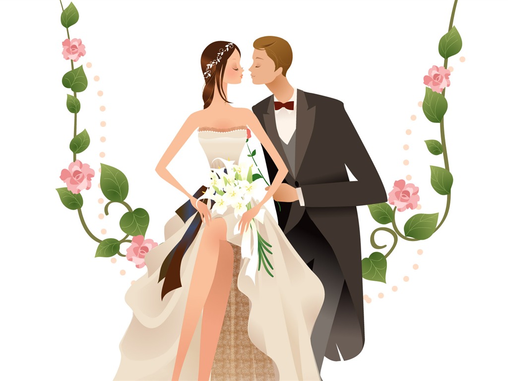 Vector wallpaper wedding bride (1) #6 - 1024x768