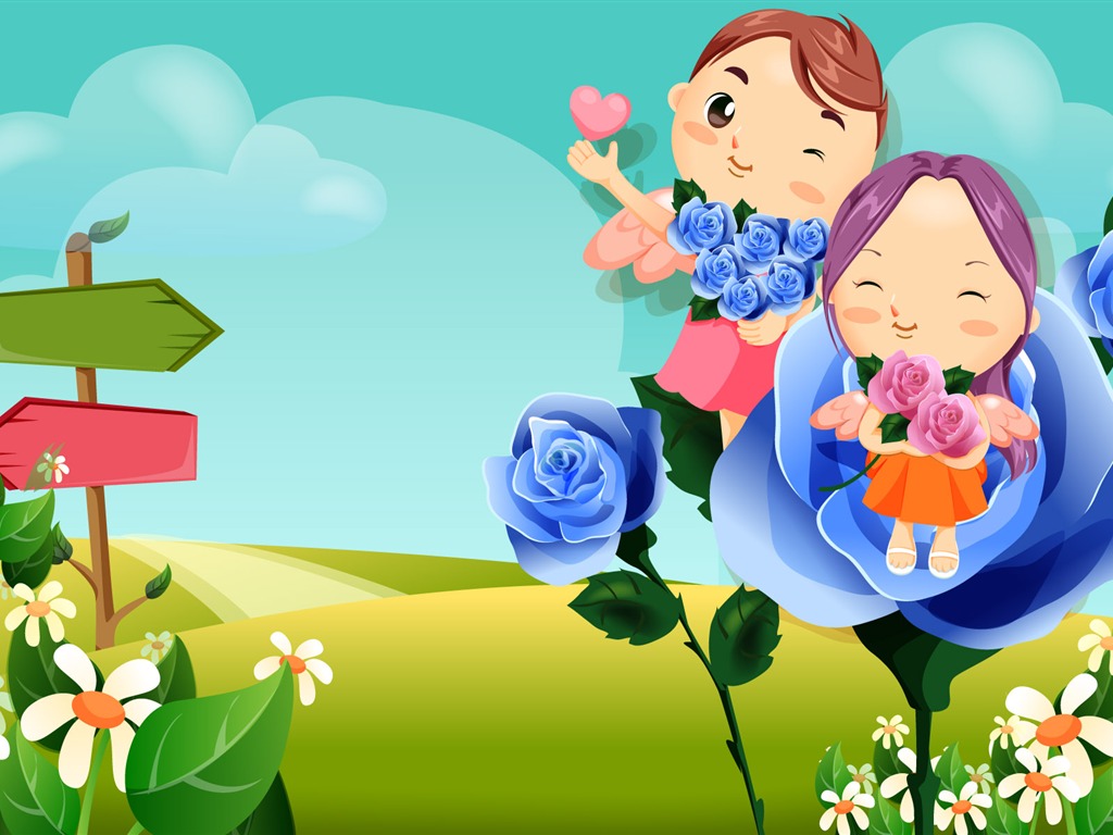 Valentine's Day Vector Love Wallpaper (2) #16 - 1024x768