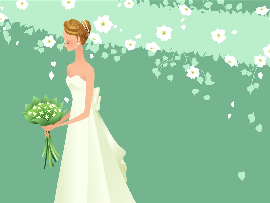 Vector wallpaper wedding bride (2) #10 - 1024x768