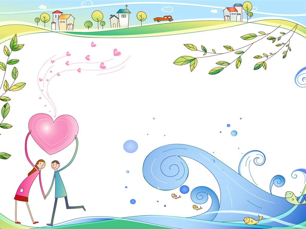 Cartoon Vector Lovers fond d'écran (1) #19 - 1024x768