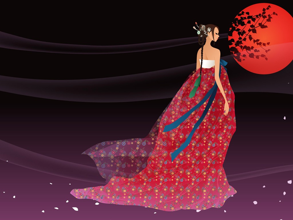 Vector wallpaper of Korean women (2) #20 - 1024x768