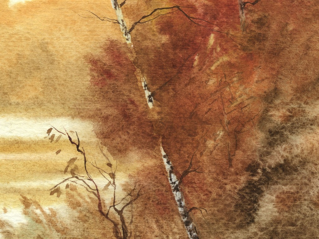 Aquarell-Landschaft handgemalten Tapeten (2) #7 - 1024x768