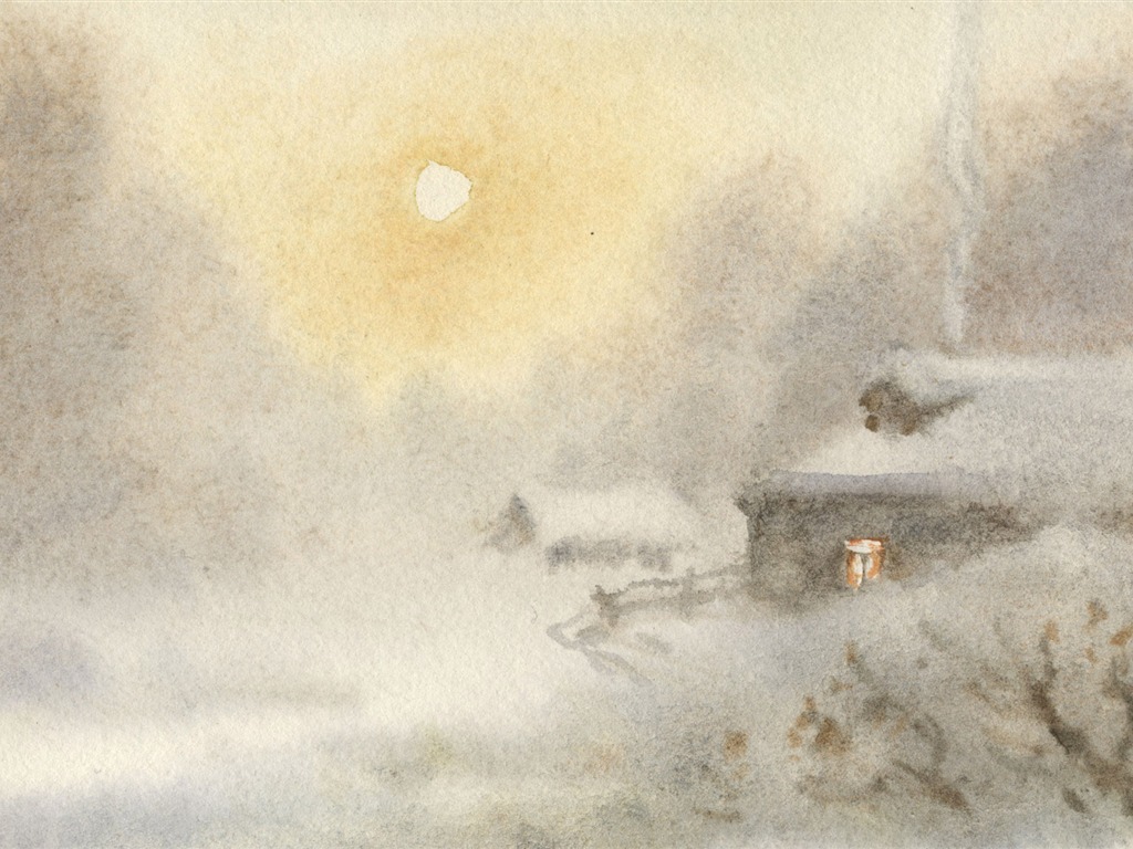 Watercolor landscape hand-painted wallpaper (2) #15 - 1024x768