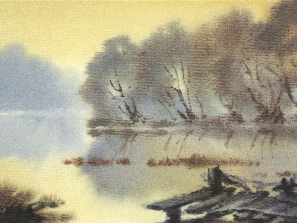 水彩景色 手绘壁纸(二)16 - 1024x768