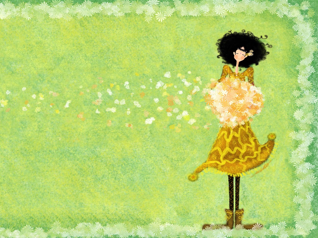 papel tapiz pintado a mano romance chica (1) #19 - 1024x768