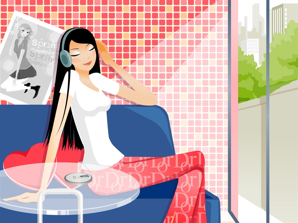 Vector collection of women wallpaper (4) #10 - 1024x768