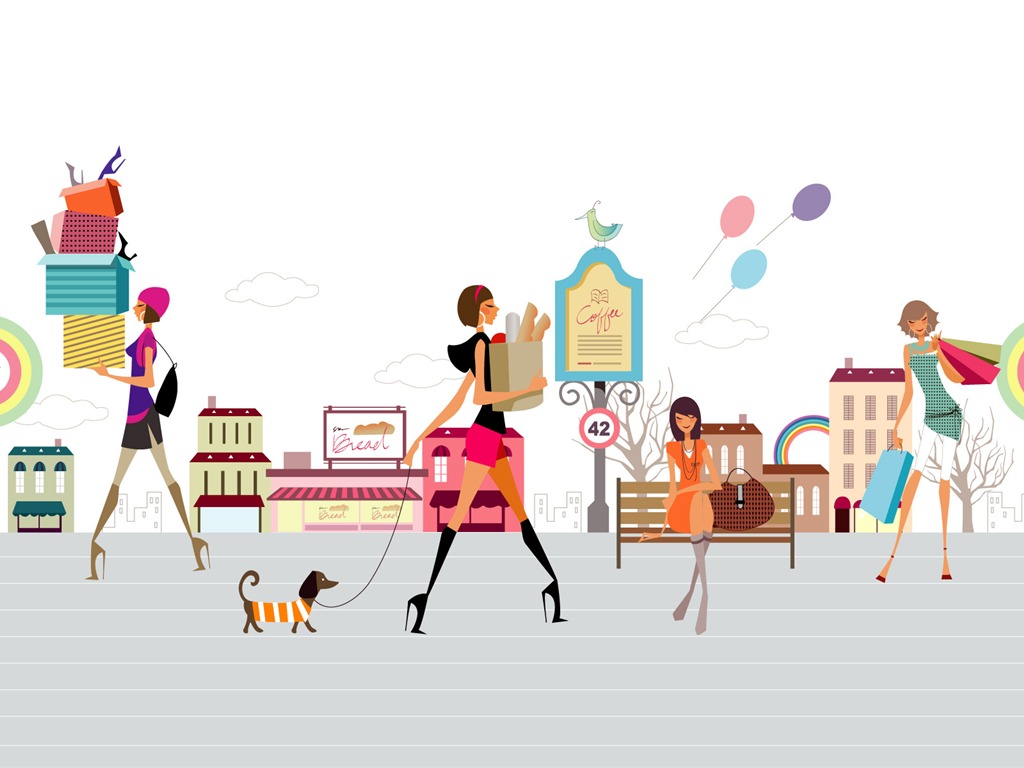 Fashion Girls Vector Wallpaper (1) #2 - 1024x768