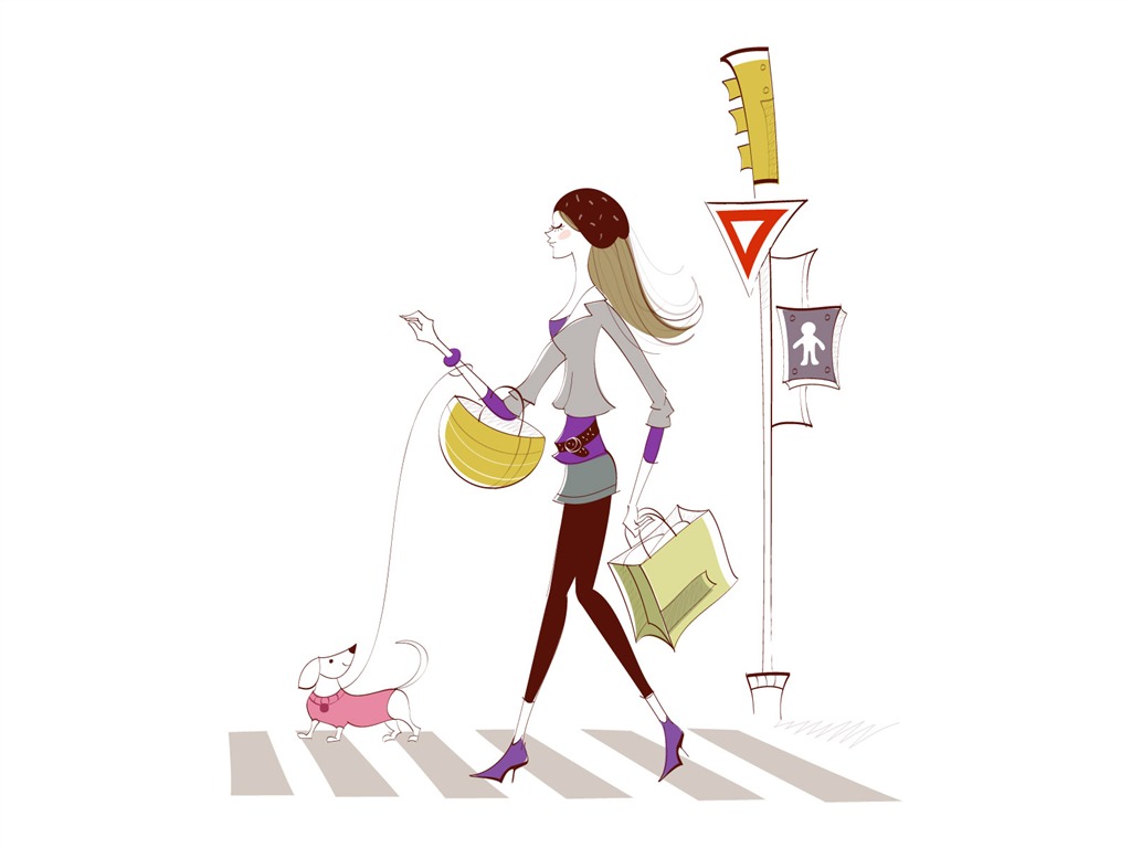 Vector Fashion Girls Wallpaper (4) #11 - 1024x768